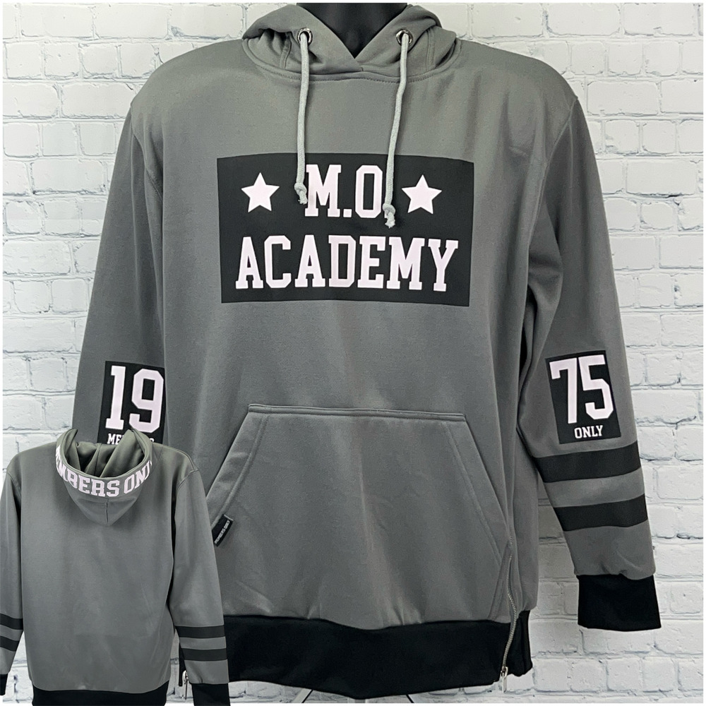 Members Only MO Academy Hoodie Hooded Sweatshirt 1975 Long Sleeve Gray M Medium